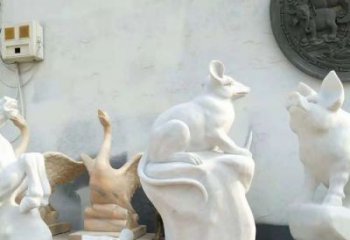 北京独具个性的汉白玉老鼠石雕