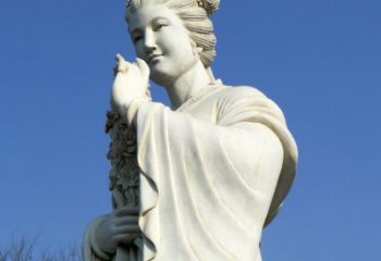 北京十二花神之三月桃花息夫人汉白玉精美美女雕像