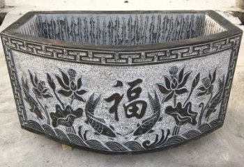 北京欣赏自然美景，石槽养鱼缸静谧雕塑