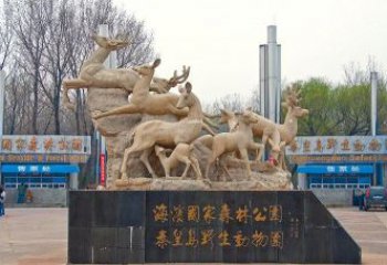 北京梅花鹿雕塑——令公园更美丽