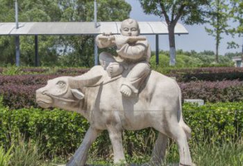 北京石雕牧童牛雕塑，让传统气息永存