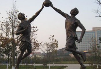 北京铜雕打篮球人物