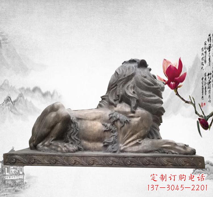 北京卧着的西洋狮子铜雕