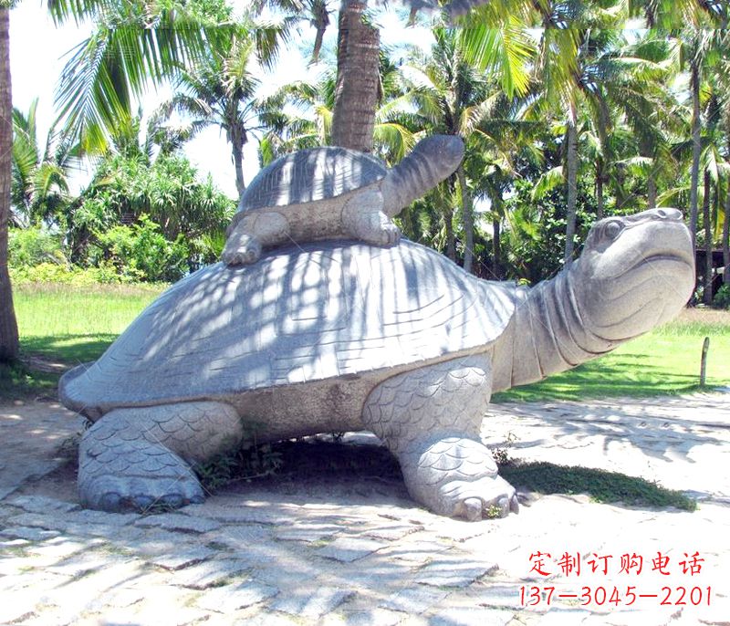 北京乌龟母子石雕