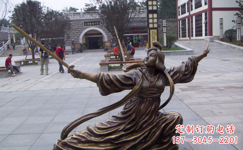 北京舞剑的古代美女古代人物铜雕