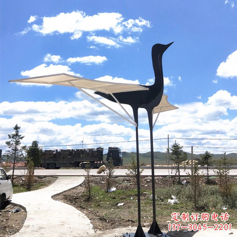 北京仙鹤不锈钢遮阳亭景观雕塑