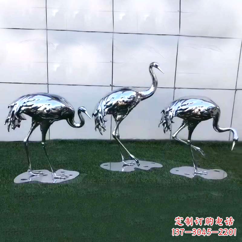 北京仙鹤镜面不锈钢雕塑