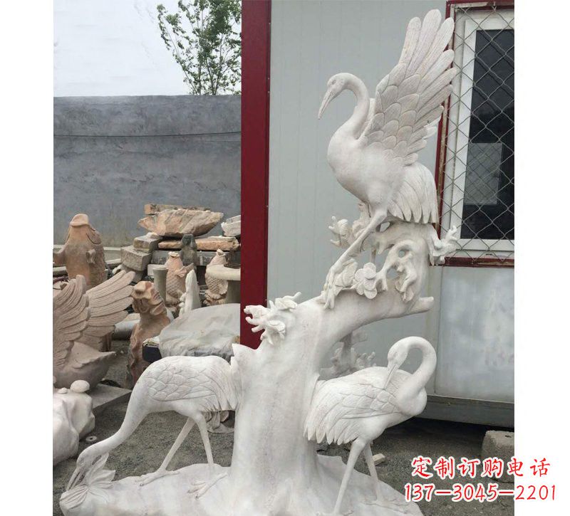 北京仙鹤松树石雕
