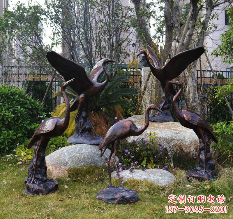 北京仙鹤铜雕塑 (2)