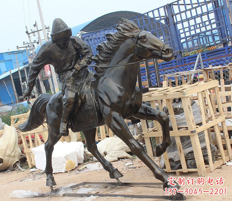 北京现代骑马人物公园景观铜雕
