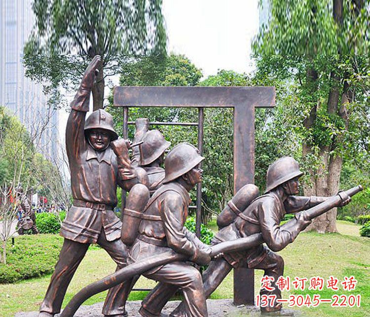 北京消防员人物铜雕 (2)
