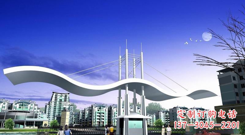 北京小区不锈钢门牌坊景观雕塑