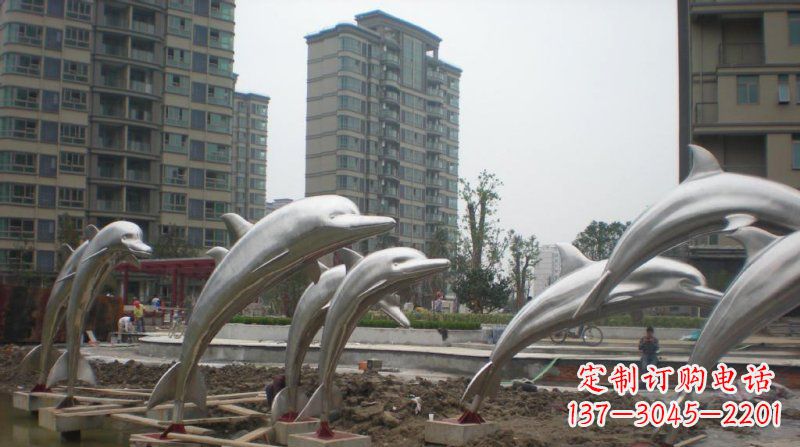北京小区不锈钢跳跃海豚雕塑