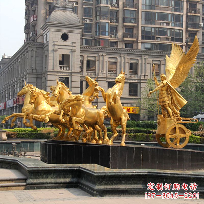 北京小区大门阿波罗战车鎏金景观铜雕