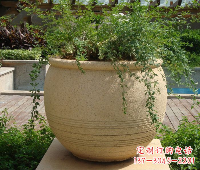 北京小区景观大理石花盆石雕 (2)