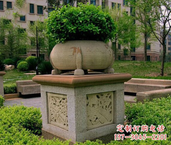 北京小区景观大理石花盆石雕 (3)