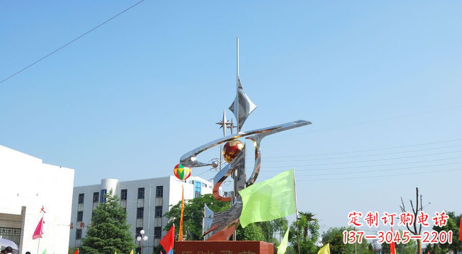 北京校园不锈钢马踏飞燕地球雕塑