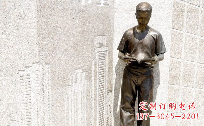 北京校园看书的学生人物铜雕