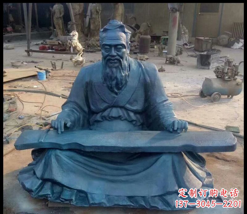 北京校园孔子弹琴铜雕