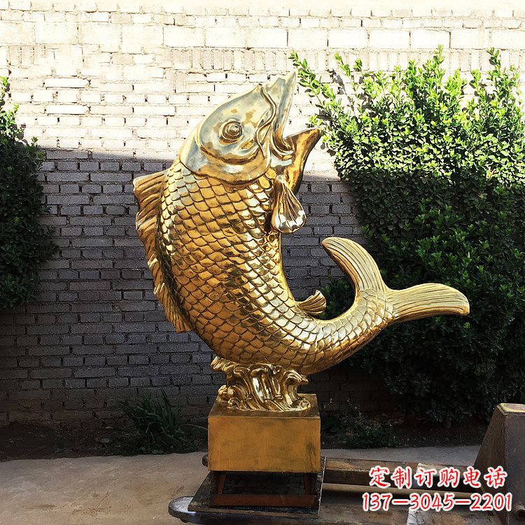 北京鱼跃景观铜雕-纯铜铸造企业商场动物雕塑摆件