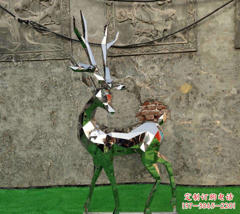 北京园林不锈钢抽象小鹿雕塑