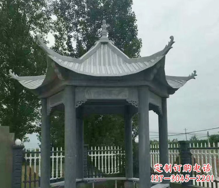 北京园林仿古石凉亭景观石雕 (2)