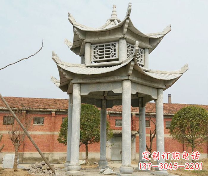 北京园林仿古双层石雕凉亭 (2)