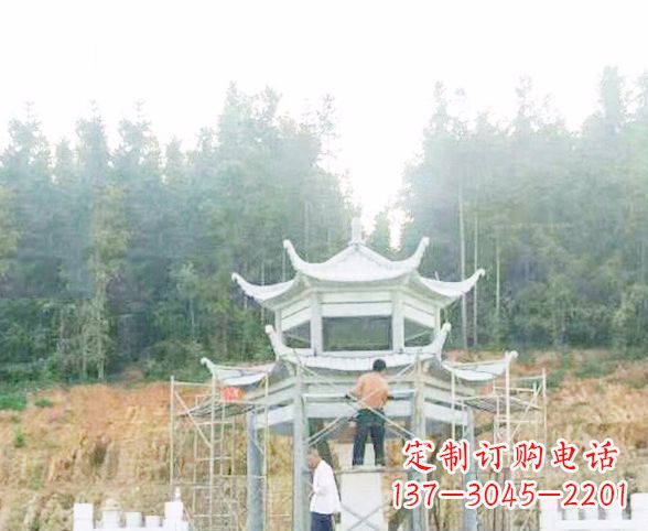 北京园林仿古双层石凉亭景观石雕 (2)