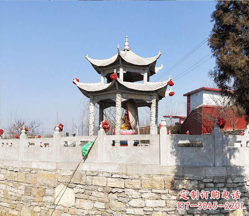 北京园林仿古双层石凉亭景观石雕 (3)
