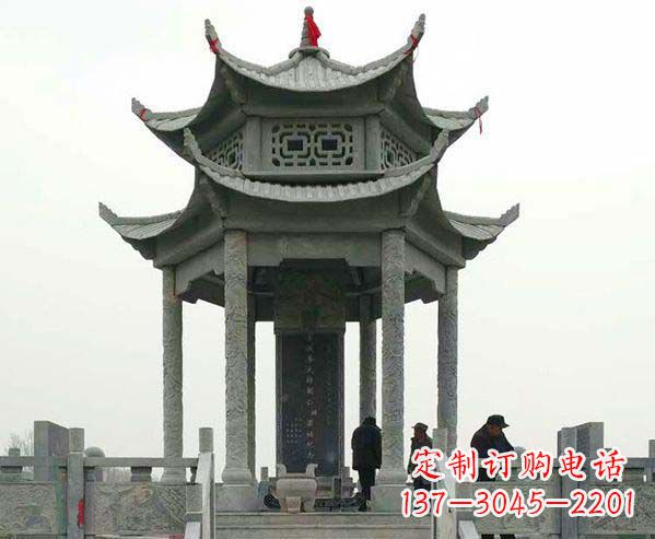北京园林仿古双层石凉亭景观石雕