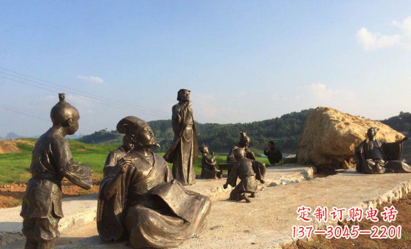 北京园林古代人物和玩耍的小孩小品铜雕