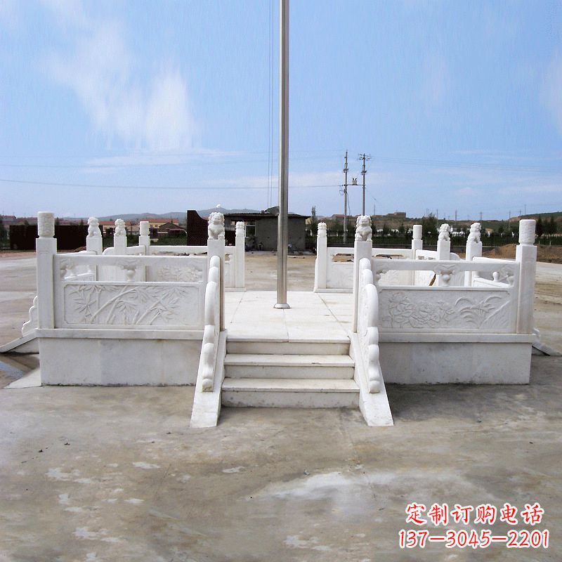 北京园林广场升旗台汉白玉石雕国旗台