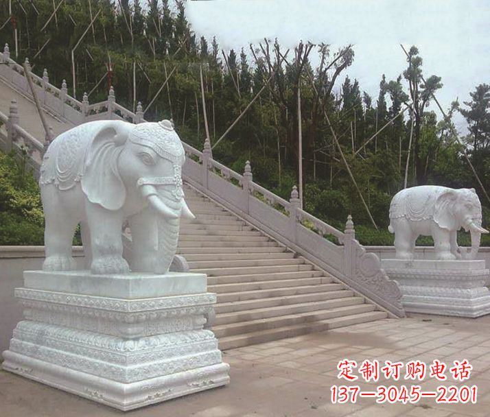 北京园林汉白玉大象景观石雕