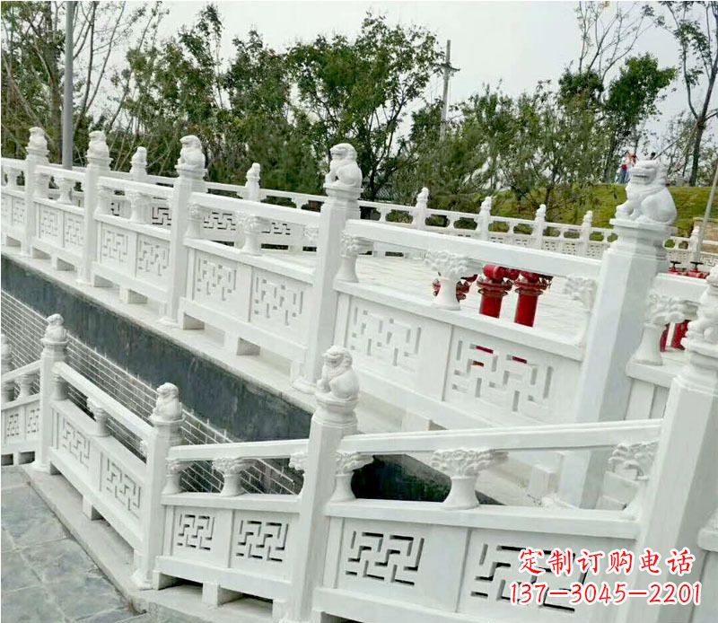 北京园林汉白玉栏板景观石雕 (2)