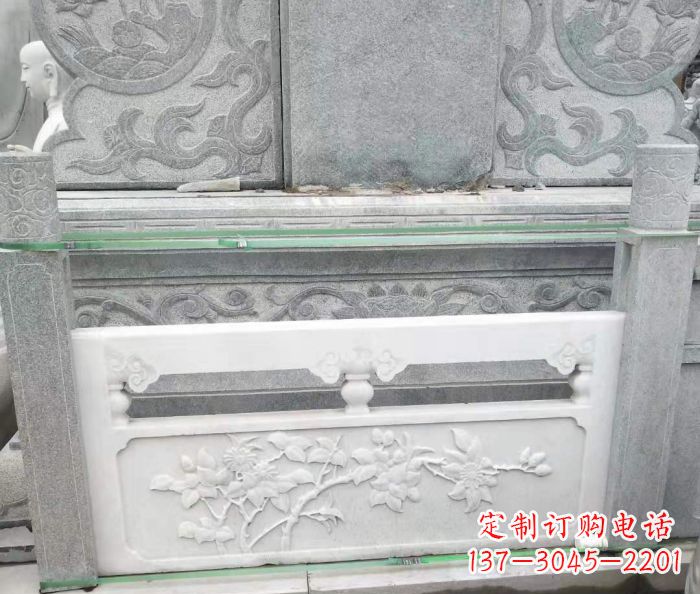 北京园林汉白玉石浮雕栏板 (3)
