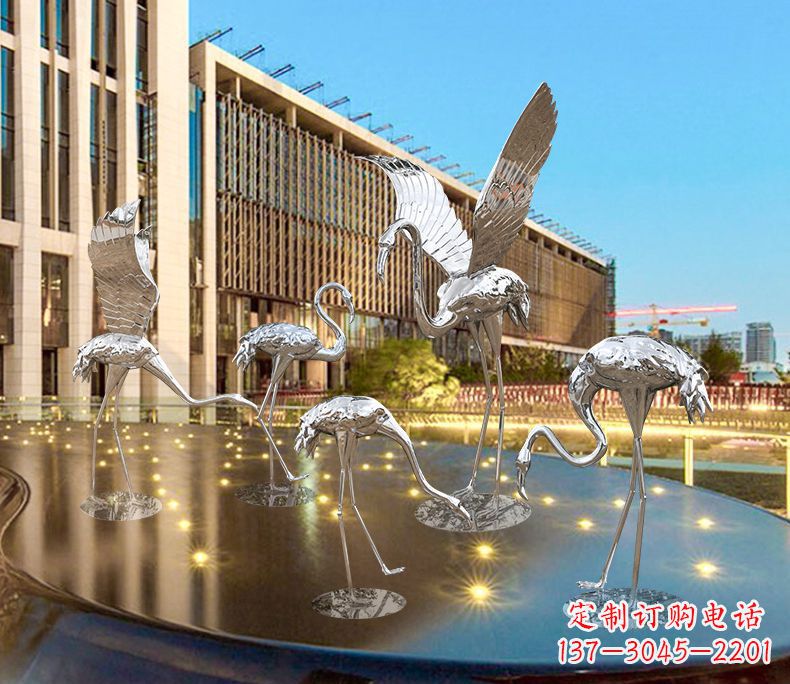 北京园林火烈鸟不锈钢雕塑