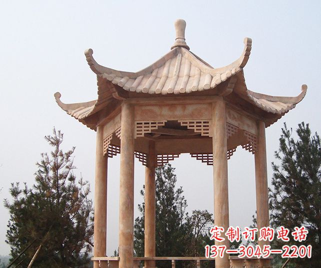北京园林景观单层石雕凉亭 (3)