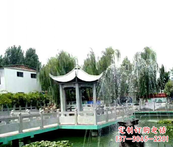 北京园林景观单层六角石雕凉亭