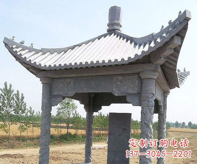北京园林景观单层石雕凉亭 (4)