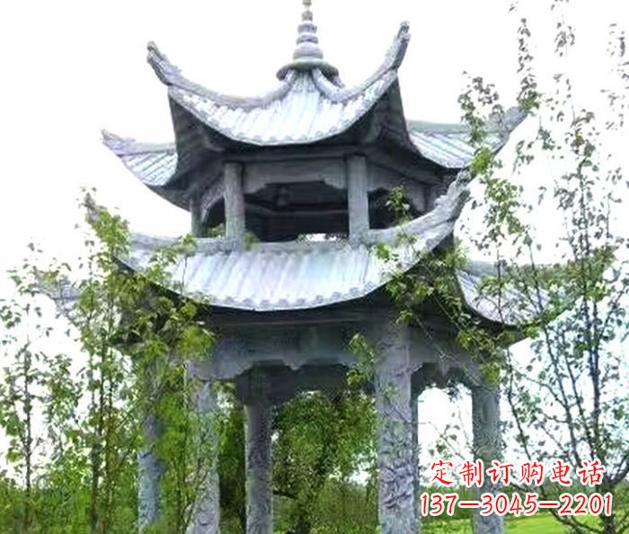 北京园林景观仿古六角石凉亭
