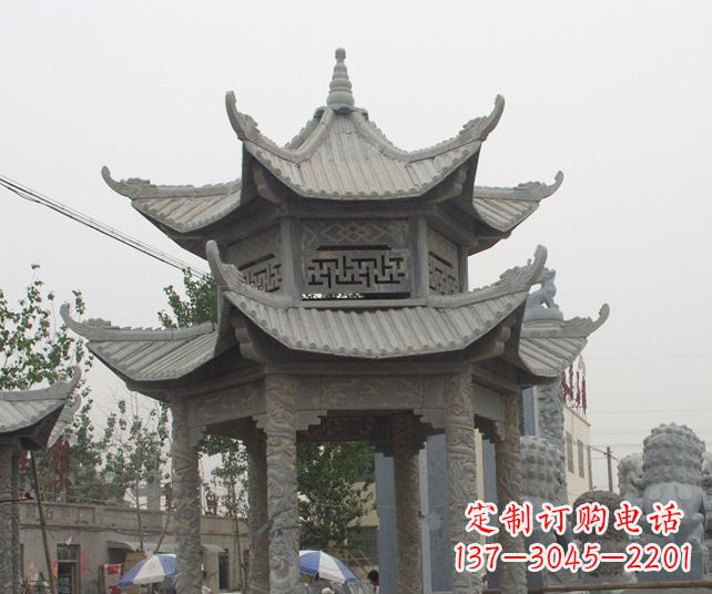 北京园林景观仿古石雕凉亭 (2)