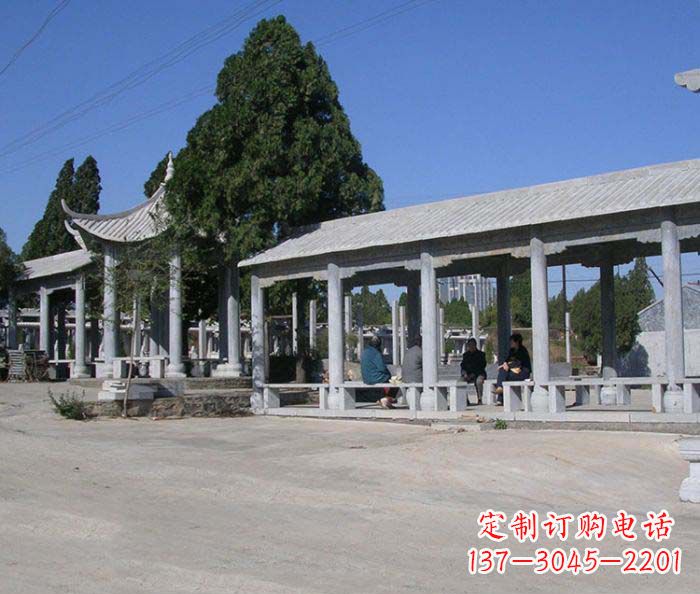 北京园林景观仿古石雕长廊凉亭 (2)
