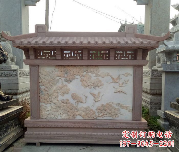 北京园林景观松鹤石浮雕影壁