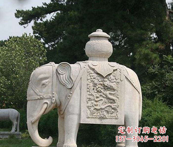 北京园林景观驮宝大象石雕
