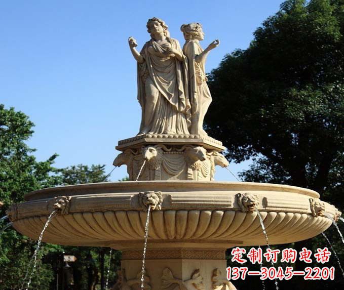 北京园林景观西方人物喷泉石雕