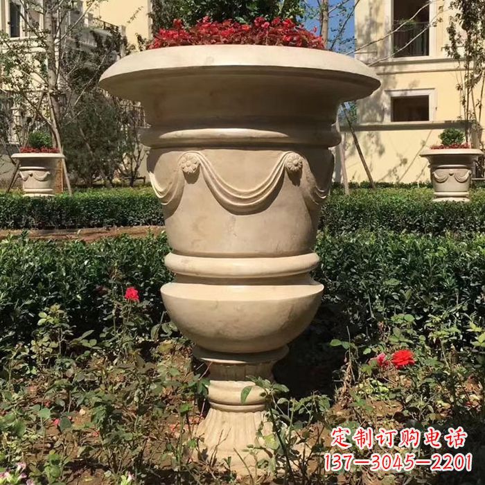 北京园林砂岩石雕花盆