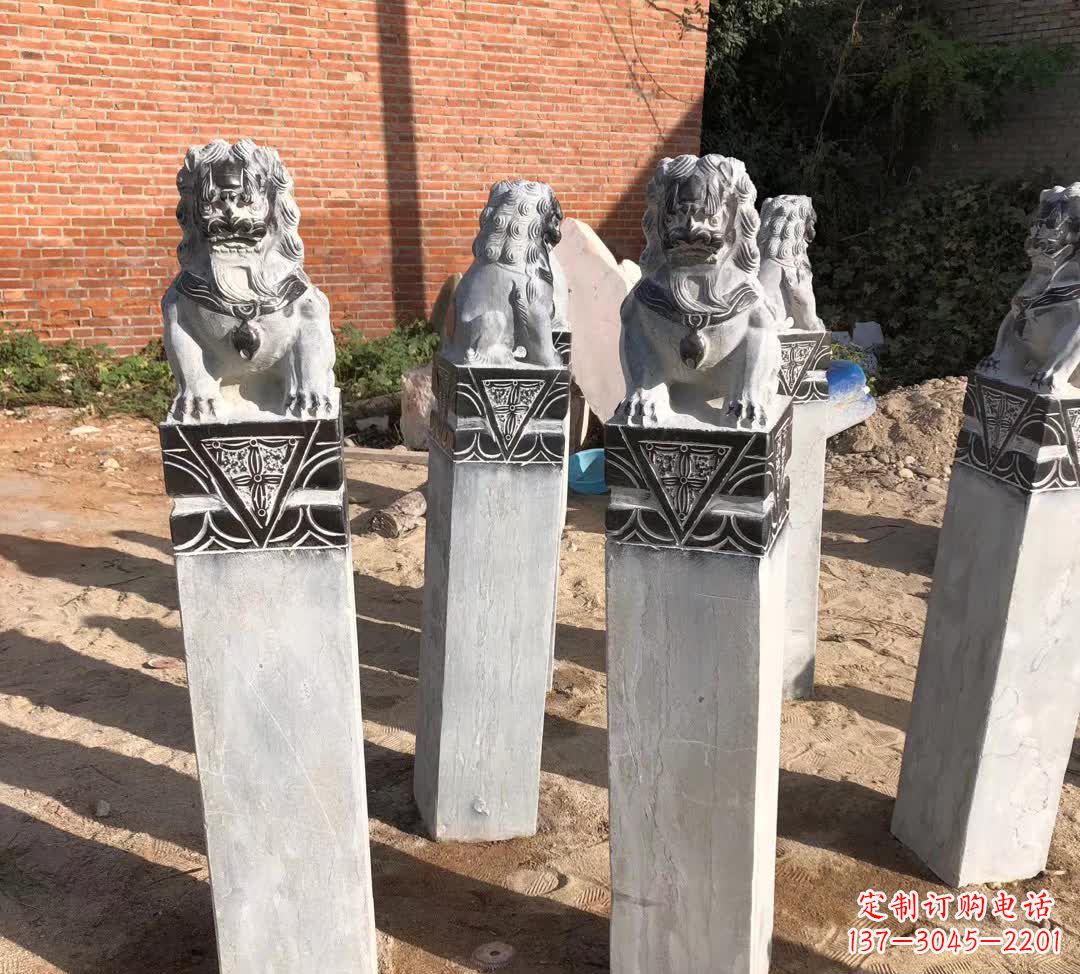 北京园林石雕狮子拴马桩
