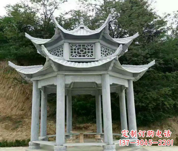 北京园林双层凉亭石雕 (2)