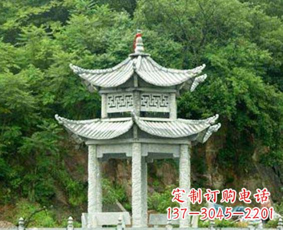 北京园林双层六角石凉亭景观石雕