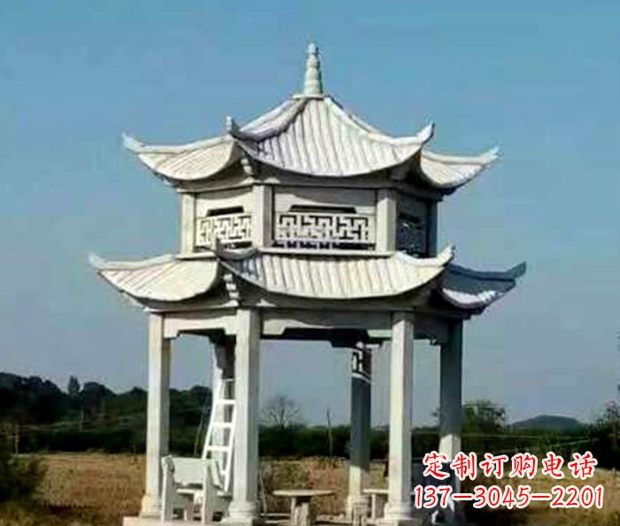 北京园林双层石雕凉亭 (2)